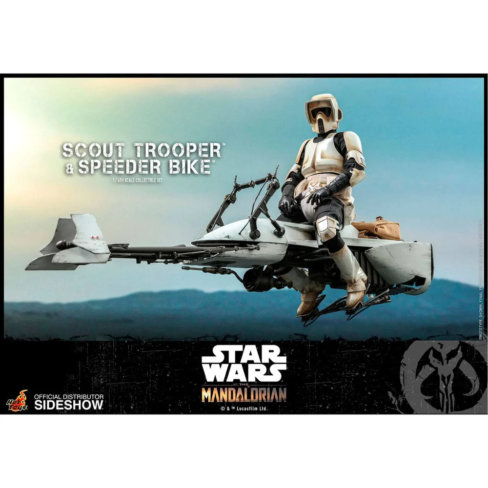 Hot Toys Star Wars The Mandalorian Actiefiguur 1/6 Scout Trooper en Speeder Bike 30 cm Afbeelding 1