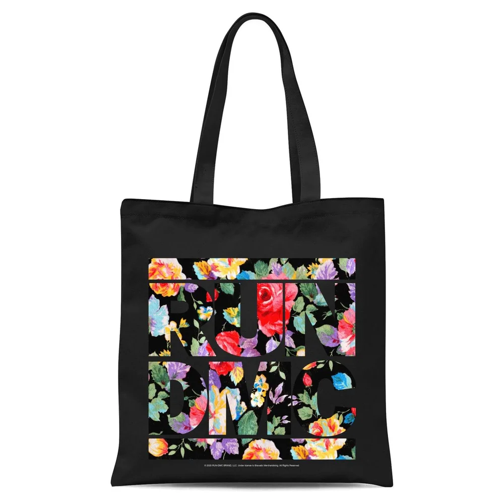 Floral RUN DMC Tote Bag - Zwart Afbeelding 1