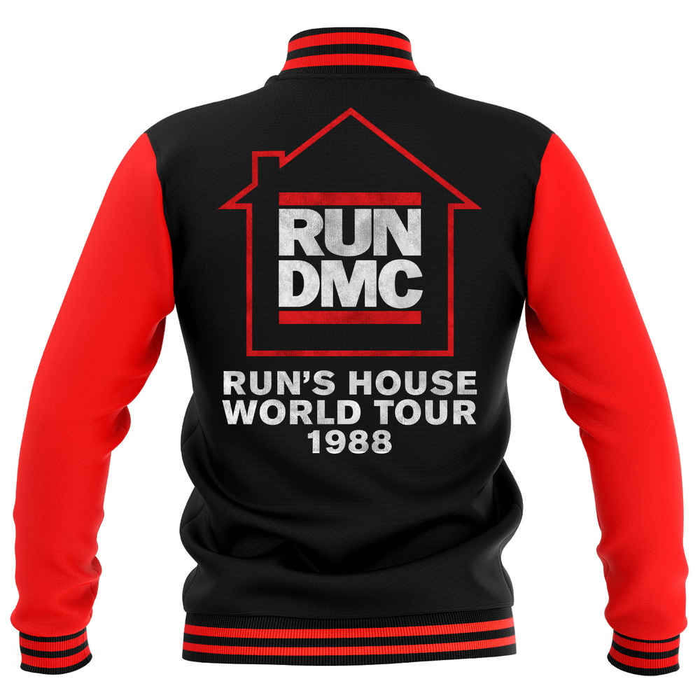 Run's House World Tour 1988 Unisex Varsity Jacket - Rood / Zwart - S Afbeelding 1