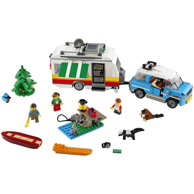 LEGO 31108 Creator 3-in-1 Familievakantie met Speelgoed Caravan, Auto en Camper, Bouwset voor Kinderen vanaf 9 Jaar en Ouder