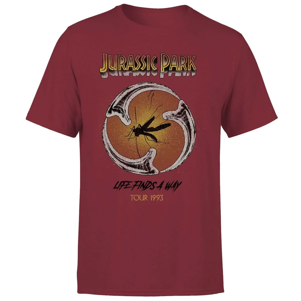 Jurassic Park Life Finds A Way Tour Unisex T-Shirt - Bordeaux - S Afbeelding 1