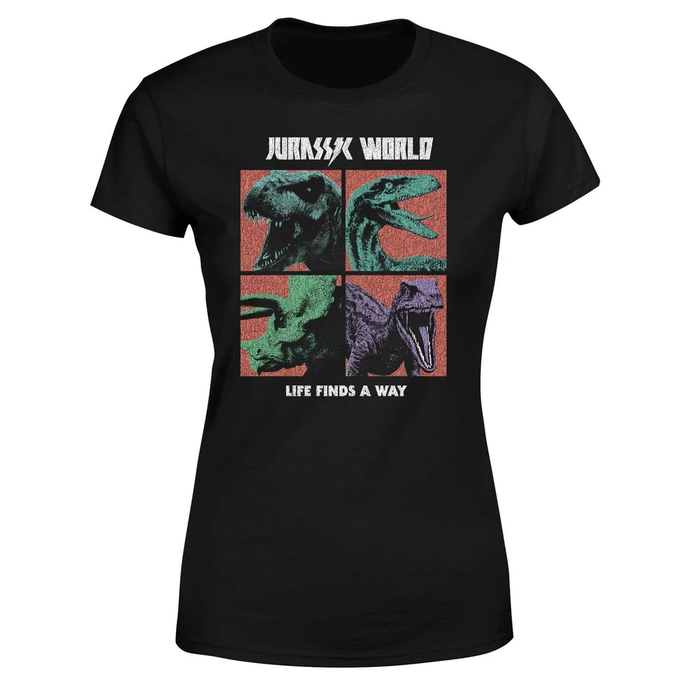 Jurassic Park World Four Colour Faces Women's T-Shirt - Zwart - S Afbeelding 1