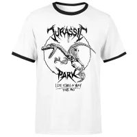 Jurassic Park Raptor Drawn Unisex Ringer T-Shirt - Wit/Zwart - undefined undefined
