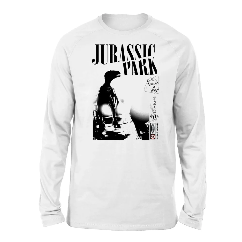 Jurassic Park Isla Nublar Punk Unisex Long Sleeved T-Shirt - Wit - S Afbeelding 1