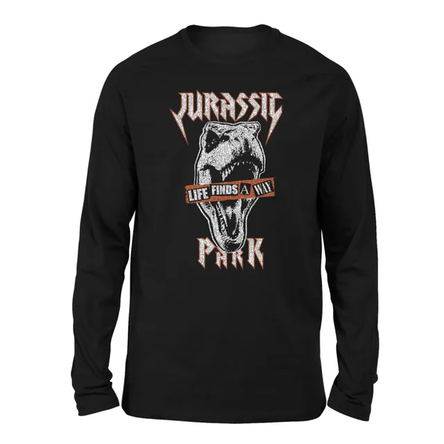 Jurassic Park Rex Punk Unisex Long Sleeved T-Shirt - Zwart