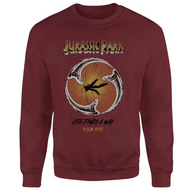 Jurassic Park Life Finds A Way Tour Sweatshirt - Bordeaux