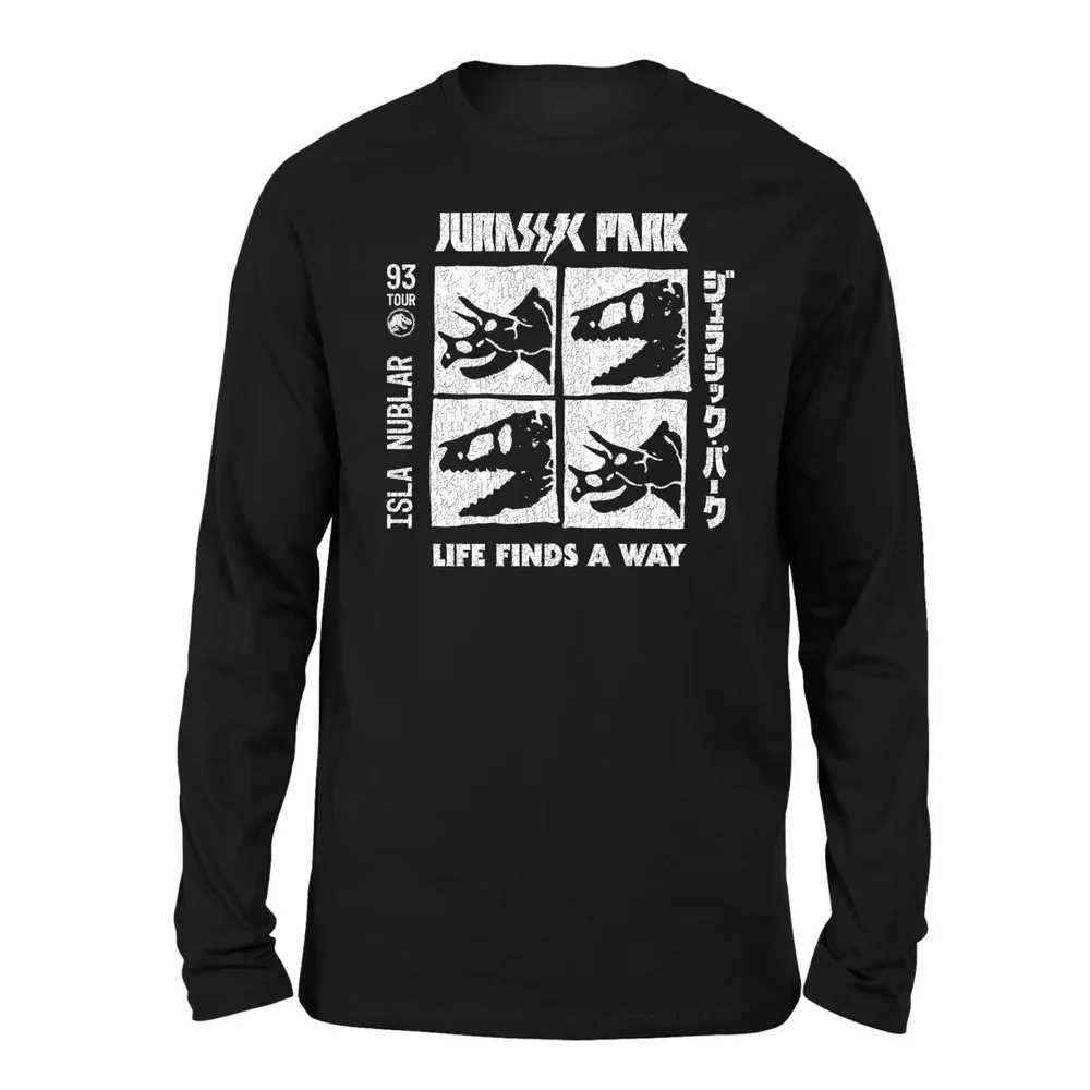 Jurassic Park The Faces Unisex Long Sleeved T-Shirt - Zwart - S Afbeelding 1
