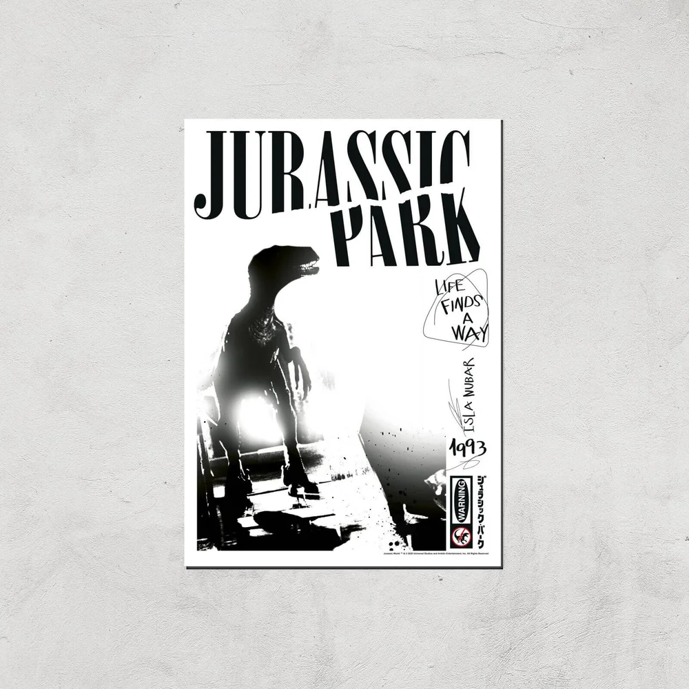 Jurassic Park Life Finds A Way Giclee Art Print - A4 - Print Only Afbeelding 1