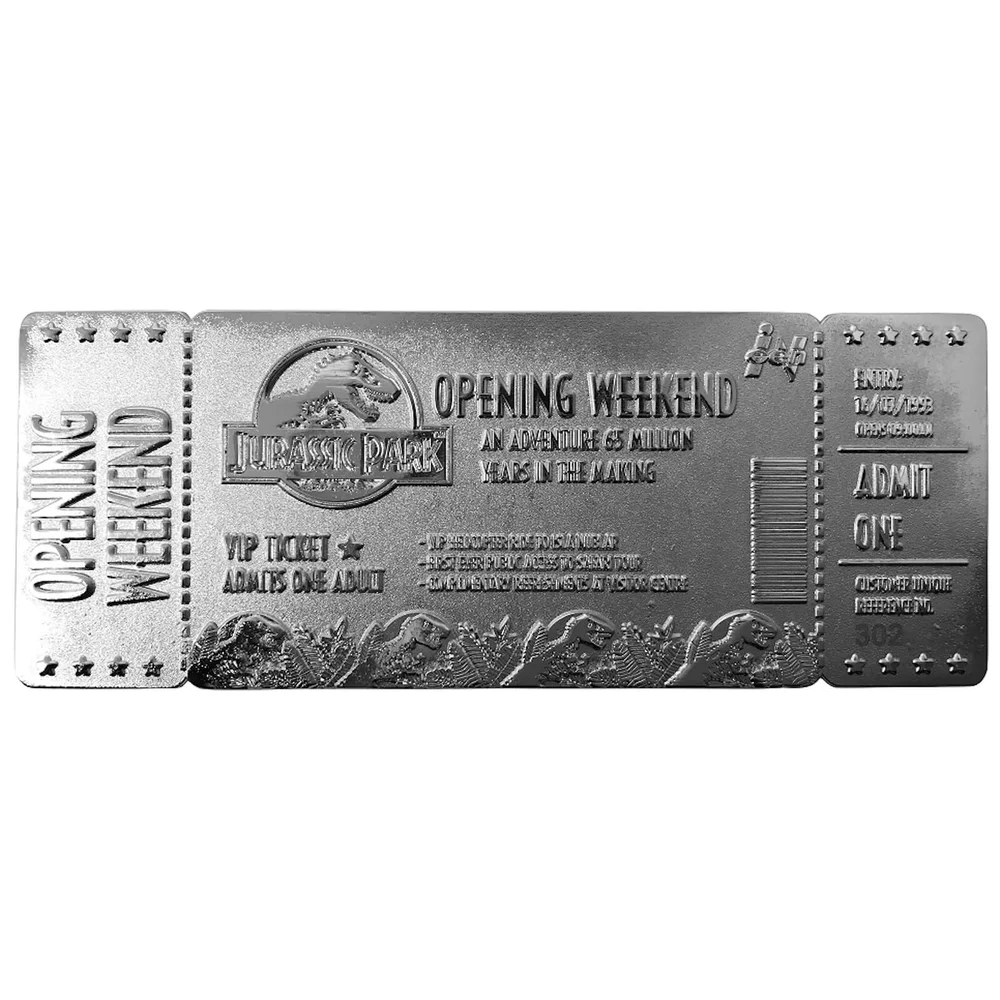 Jurassic Park Verzilverd Entreeticket Replica - Limited Edition Afbeelding 1