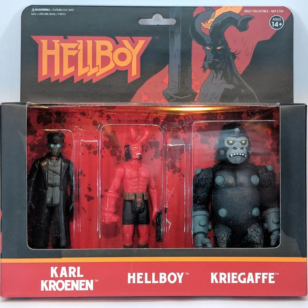Super7 Hellboy ReActiefiguur 3-pack - Hellboy met Hoorns, Karl Kroenen, Kriegaffe Ape Afbeelding 1