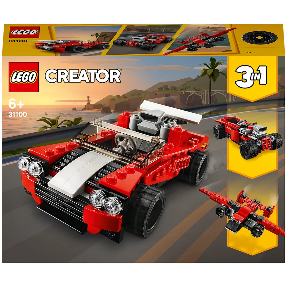 LEGO 31100 Creator 3in1 Sportwagen - Hot Rod - Vliegtuig Bouwset, Speelgoed voor Jongens en Meisjes van 7+ Jaar Afbeelding 1