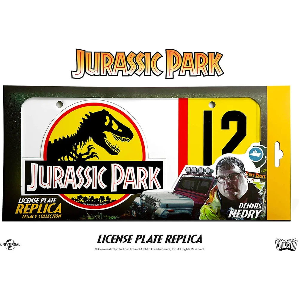 Doctor Collector Jurassic Park Dennis Nedry Kentekenplaat Replica Afbeelding 1
