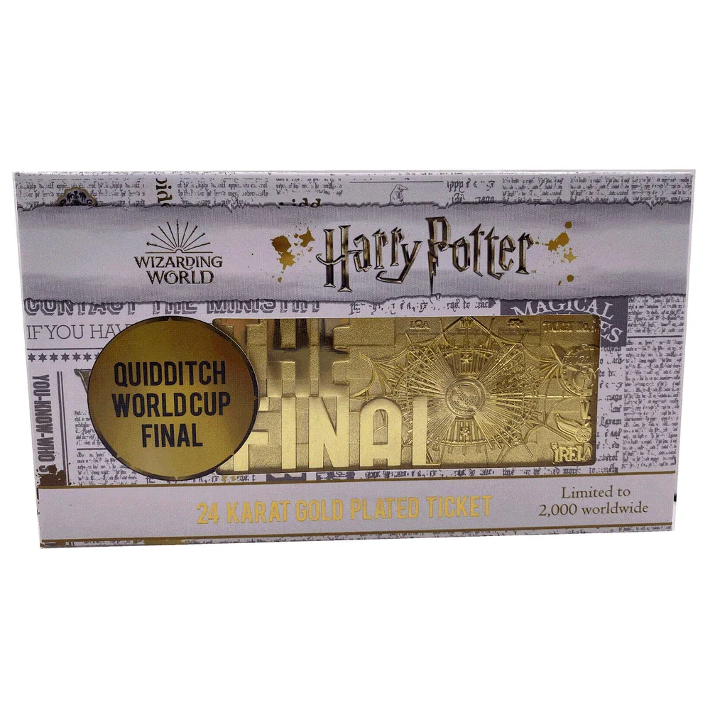 Harry Potter 24K Gold Plated Quidditch World Cup Ticket Limited Edition Replica - Zavvi Exclusive Afbeelding 1