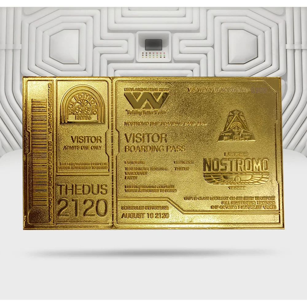 Alien 24K Gold Plated Boarding Ticket Limited Edition Replica - Zavvi Exclusief Afbeelding 1