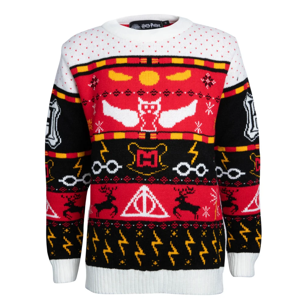 Harry Potter Kids Christmas Knitted Jumper - Red - M Afbeelding 1