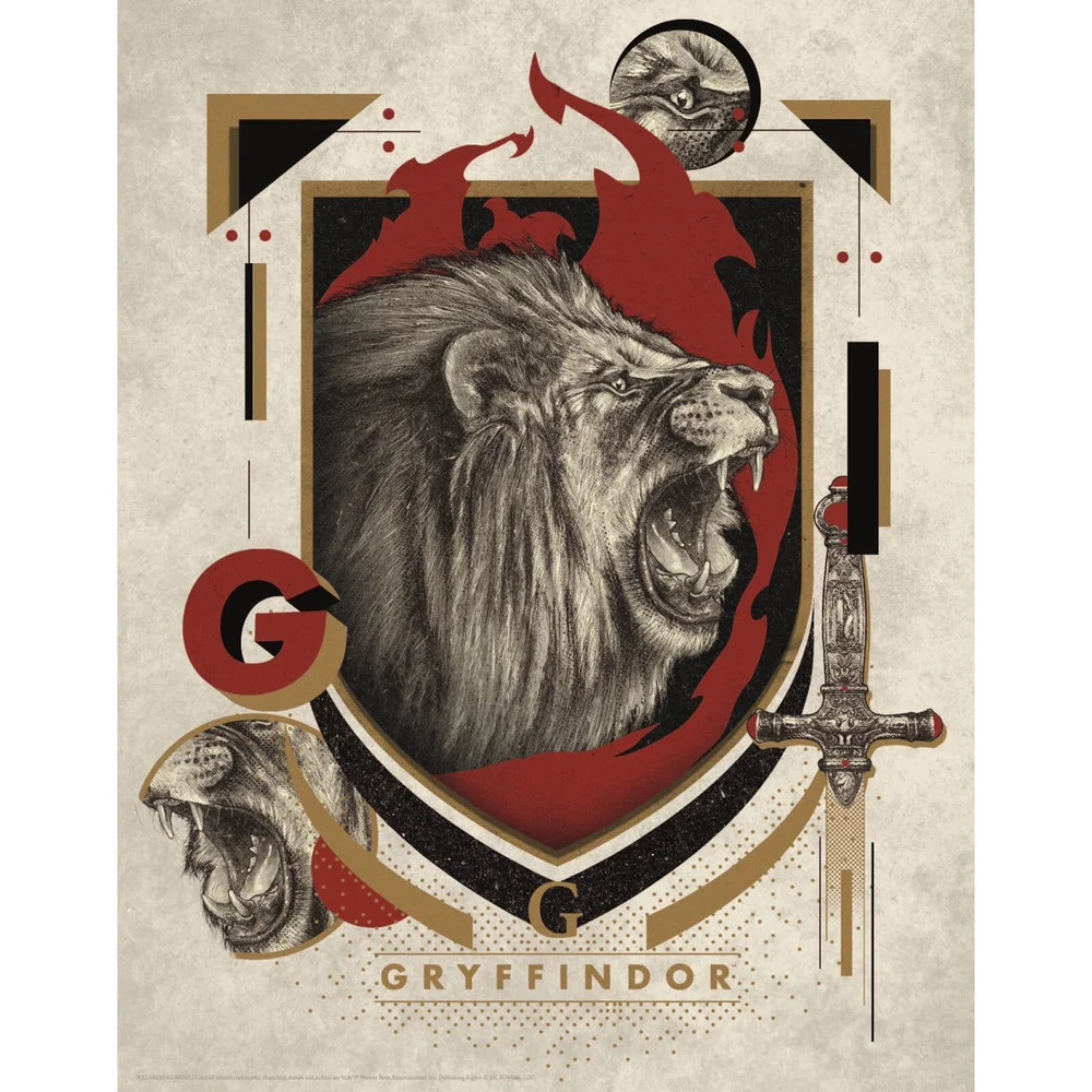 Harry Potter Art Print : Gryffindor Crest Afbeelding 1