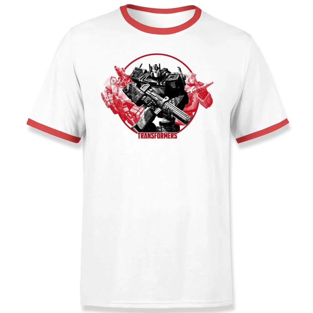 Transformers Earthrise Retro Unisex Ringer T-Shirt - Wit / Rood - S - Wit Afbeelding 1