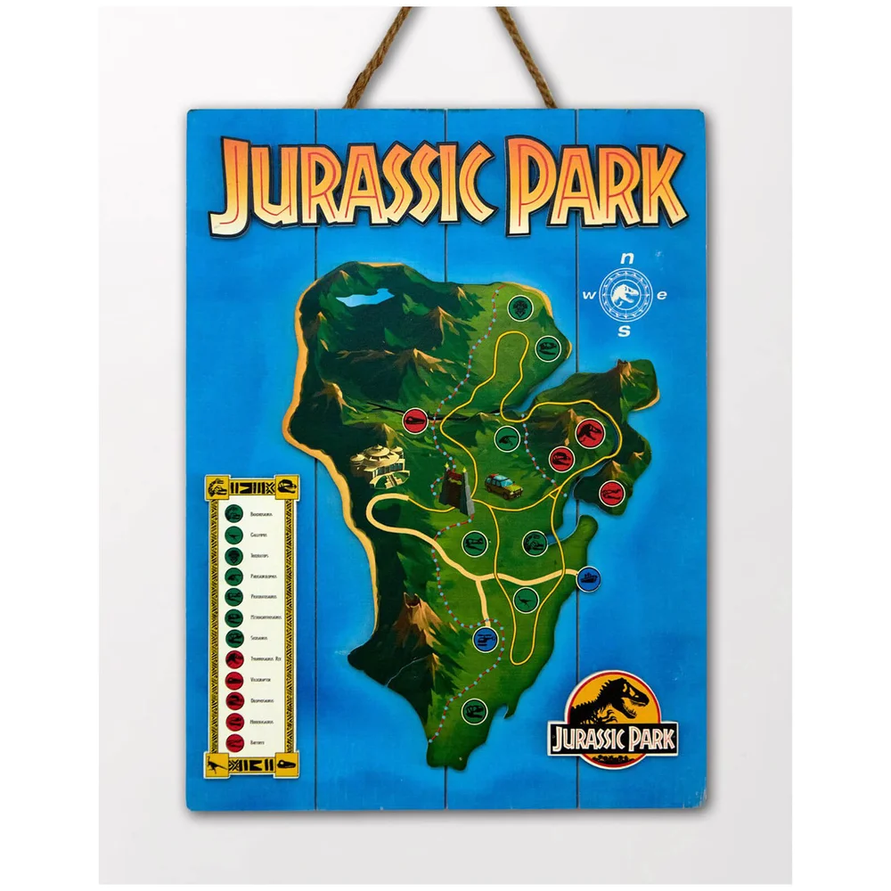 Dokter Verzamelaar Jurassic Park Nublar Eiland Kaart WoodArts 3D Afbeelding 1