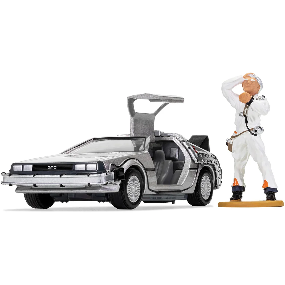 Back to the Future DeLorean en Doc Brown Figuur Modelset - Schaal 1:36 Afbeelding 1
