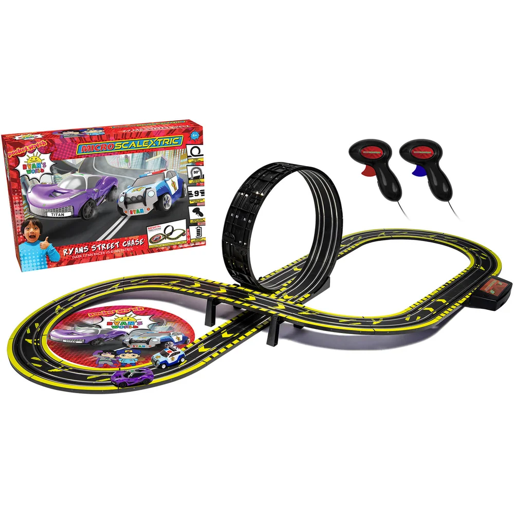 Micro Scalextric Ryan's World Street Chase Race Set op batterijen Afbeelding 1