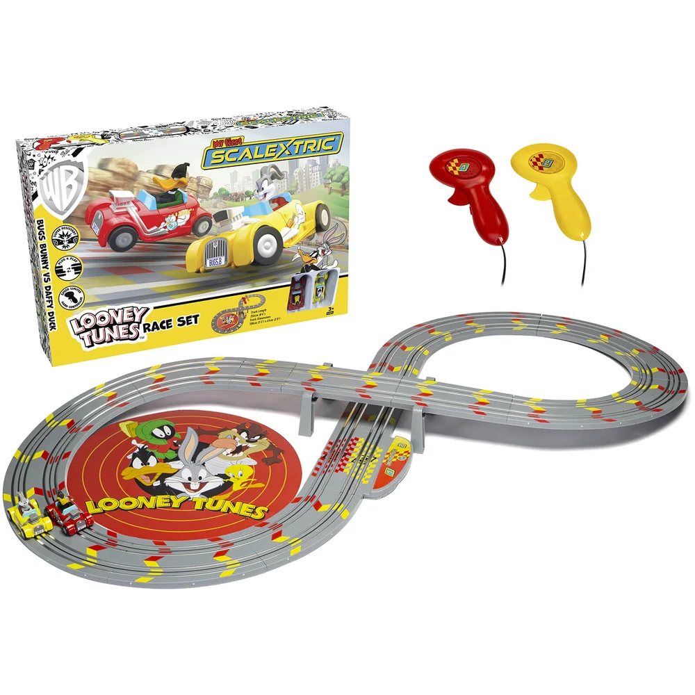 Micro Scalextric My First Looney Tunes met Bugs Bunny vs Daffy Duck Batterij aangedreven Race Set Afbeelding 1