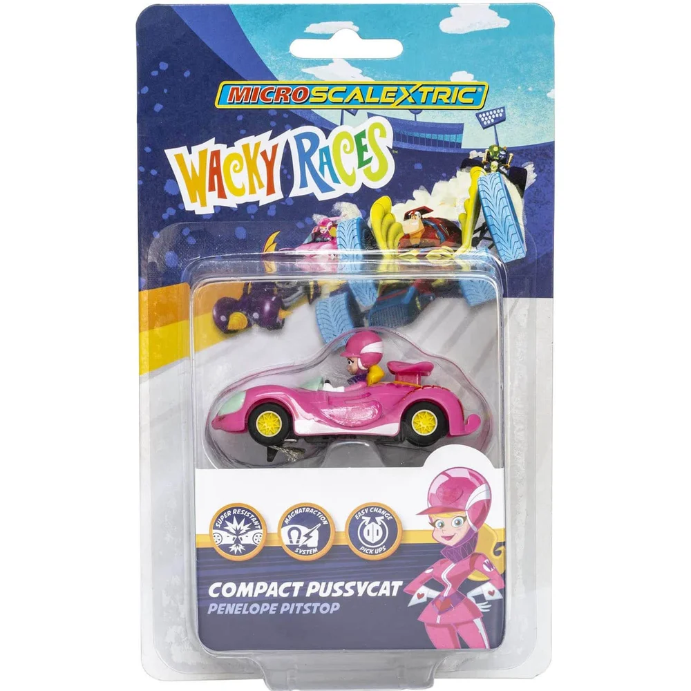 Micro Scalextric Wacky Races Penelope Pitstop Car - Scale 1:64 Afbeelding 1