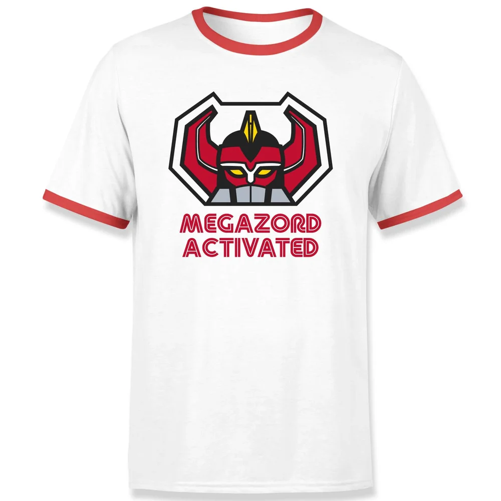 Power Rangers Megazord Activated Unisex T-Shirt - Wit / Rood Ringer - S Afbeelding 1