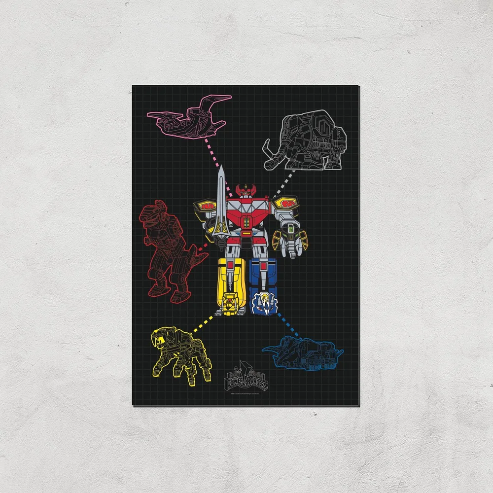 Power Rangers Megazord Giclee Print Giclee Art Print - A4 - Print Only Afbeelding 1
