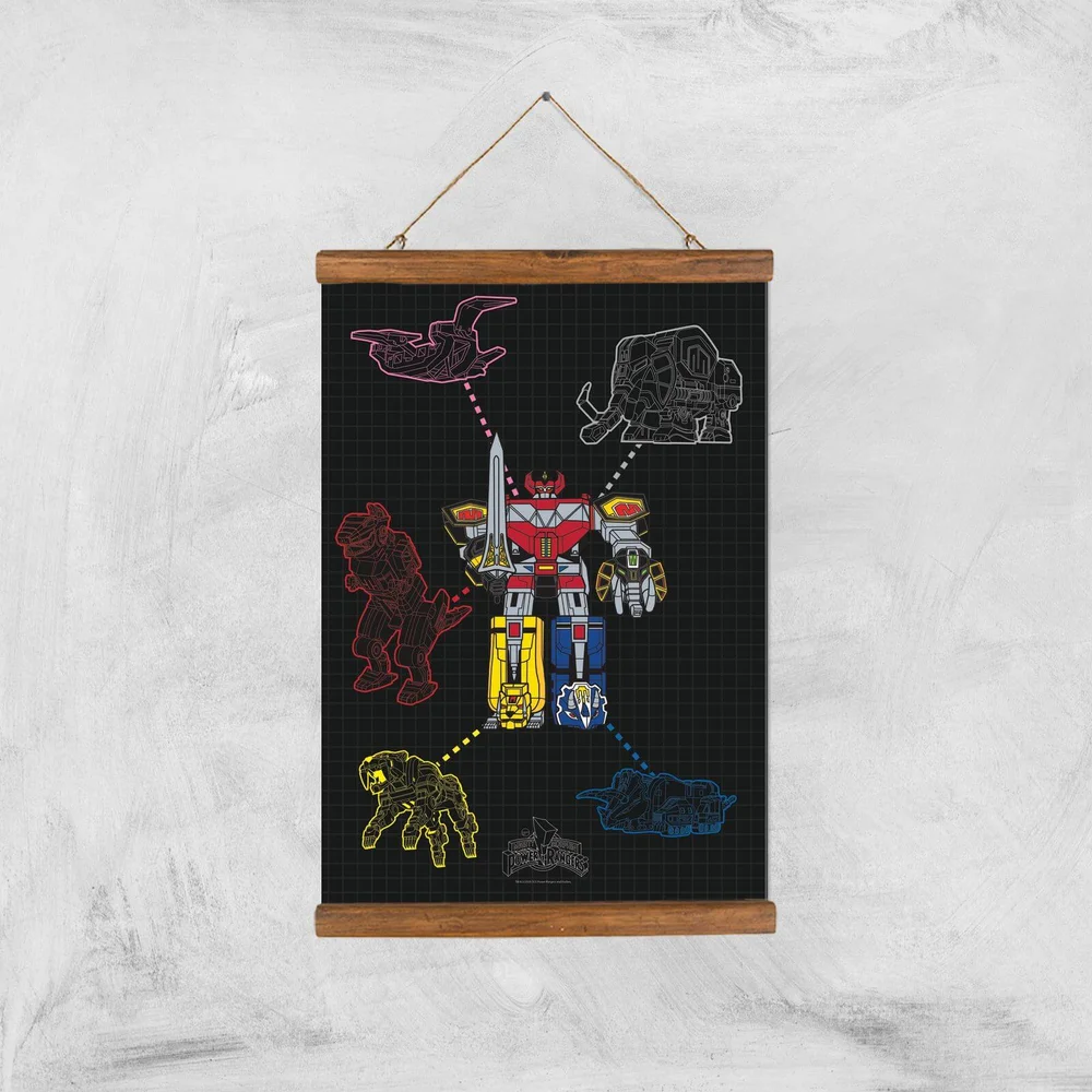 Power Rangers Megazord Giclee Print Giclee Art Print - A3 - Wooden Hanger Afbeelding 1