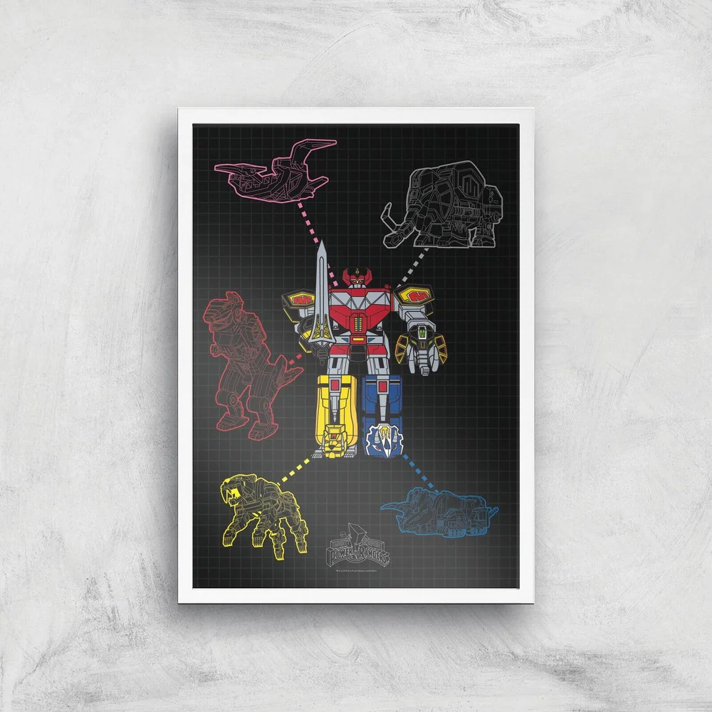 Power Rangers Megazord Giclee Print Giclee Art Print - A2 - White Frame Afbeelding 1