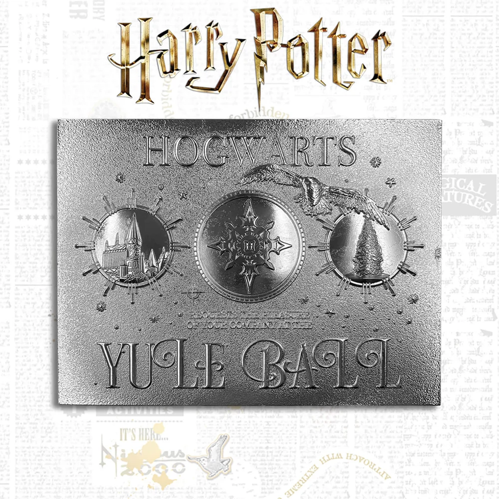 Harry Potter 24K Zilver Vergulde Yule Ball Ticket Limited Edition Replica Afbeelding 1