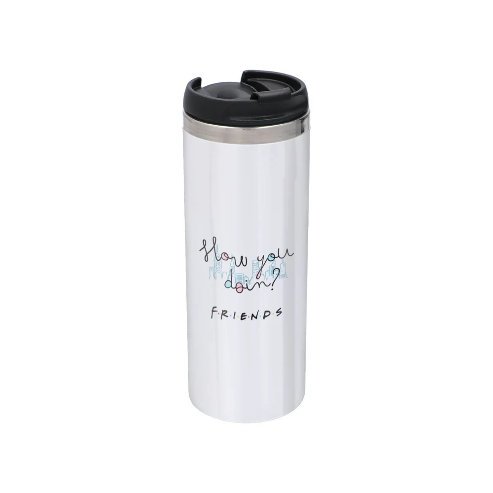 Friends How You Doin Stainless Steel Thermo Travel Mug - Metallic Finish Afbeelding 1