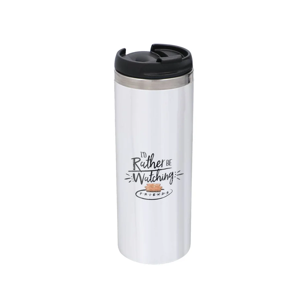 Friends I'd Rather Be Watching Stainless Steel Thermo Travel Mug - Metallic Finish Afbeelding 1
