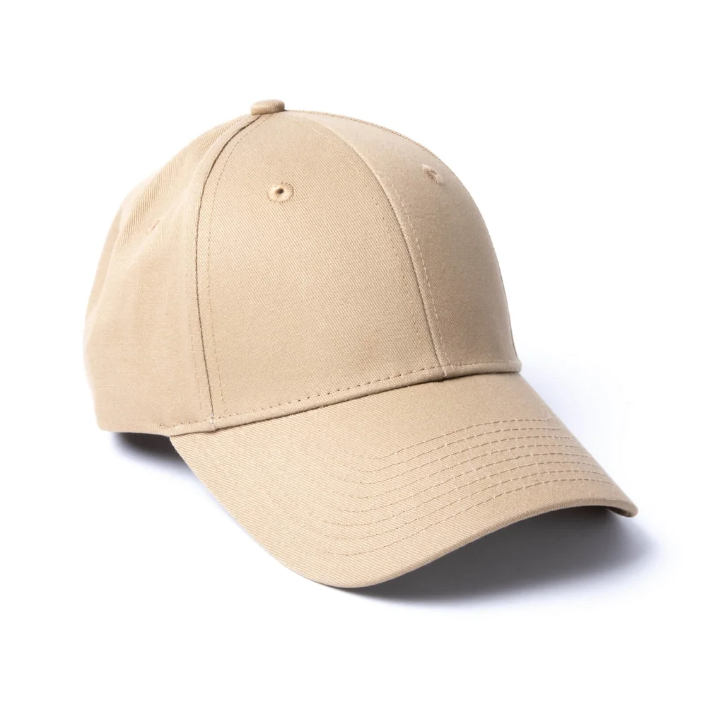 Milliner 6 Panel Cotton Baseball Cap Almond Mr Flat Embroidered Afbeelding 1