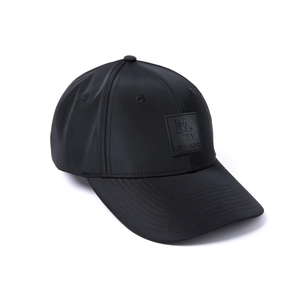 Milliner 6 Panel Nylon Rubber Badge Black Cap Afbeelding 1