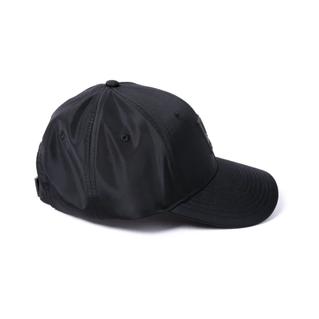 Milliner 6 Panel Nylon Rubber Badge Black Cap