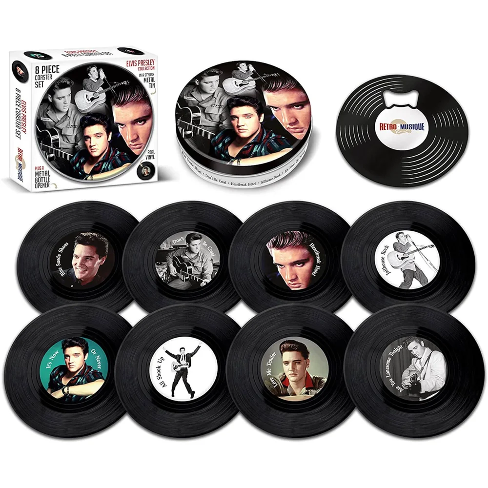 Elvis Presley 8 Pieces Coaster Tin Set Afbeelding 1