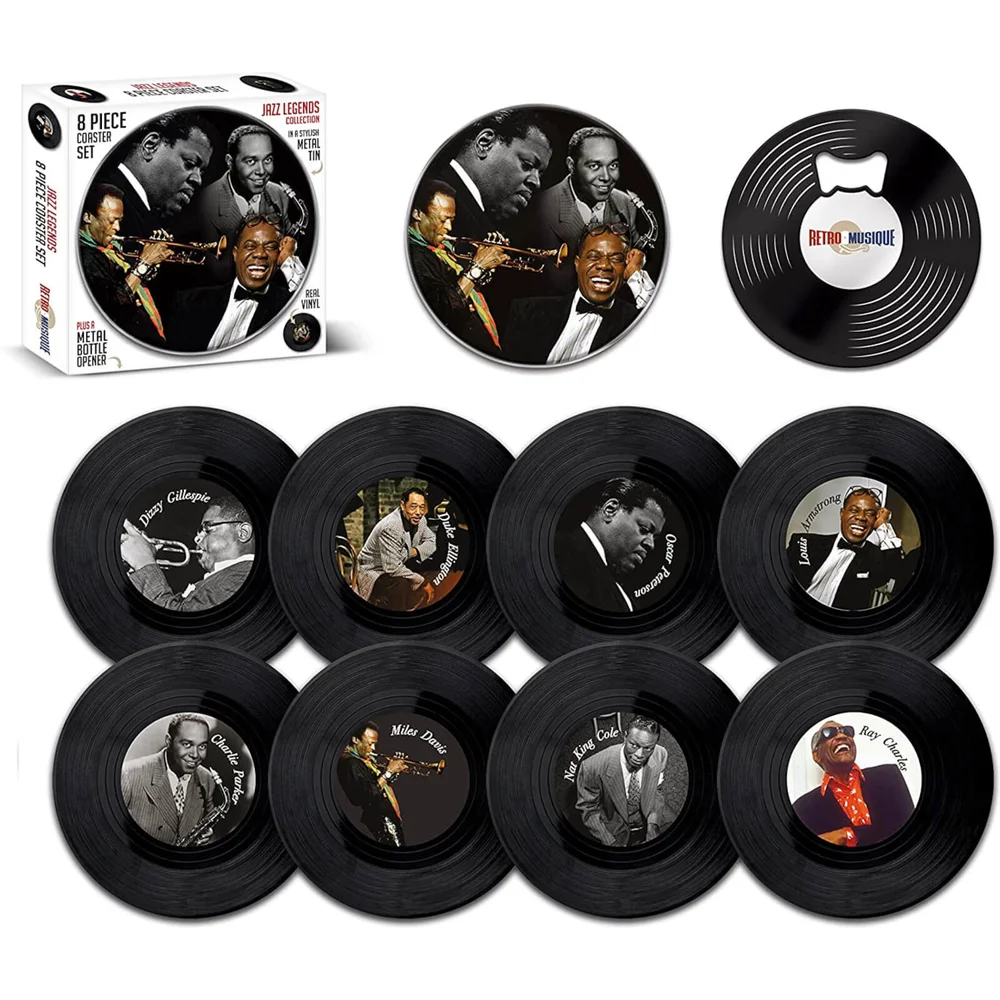 Jazz Legends 8 Stuks Onderzetter Blikken Set Afbeelding 1