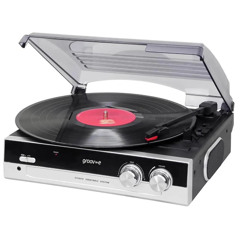 Groov-e GVTT01BK Vintage Vinyl Record Player with Built-in Speakers - Black Afbeelding 1