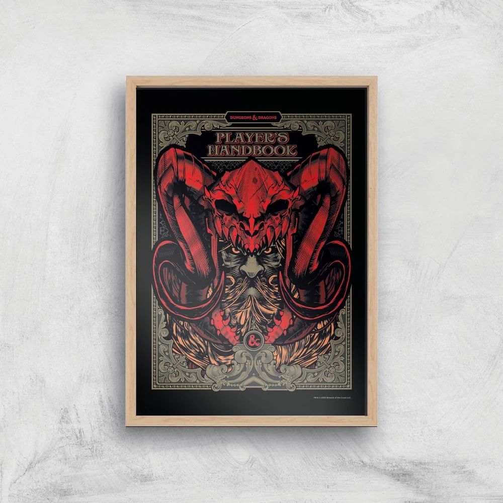 Dungeons & Dragons Players Handbook Giclee Art Print - A3 - Wooden Frame Afbeelding 1