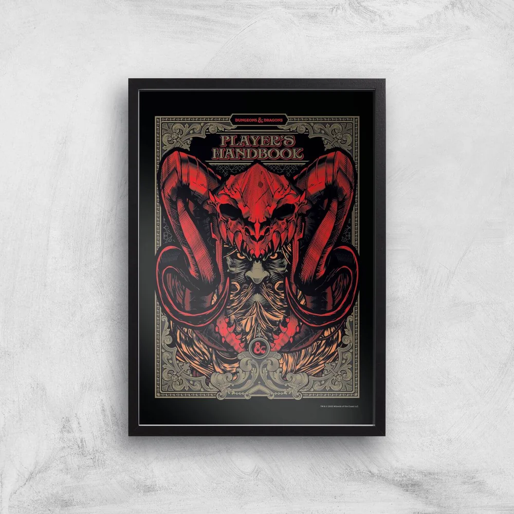 Dungeons & Dragons Players Handbook Giclee Art Print - A2 - Black Frame Afbeelding 1
