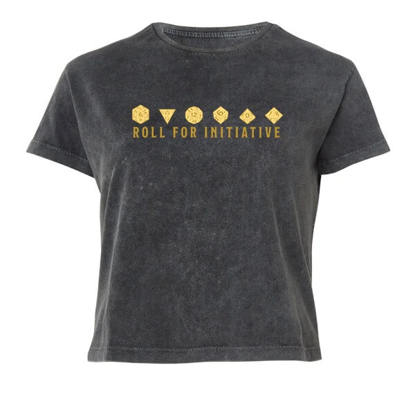 Dungeons & Dragons Roll For Initiative Women's Cropped T-Shirt - Zwart Acid Wash - XS Afbeelding 1