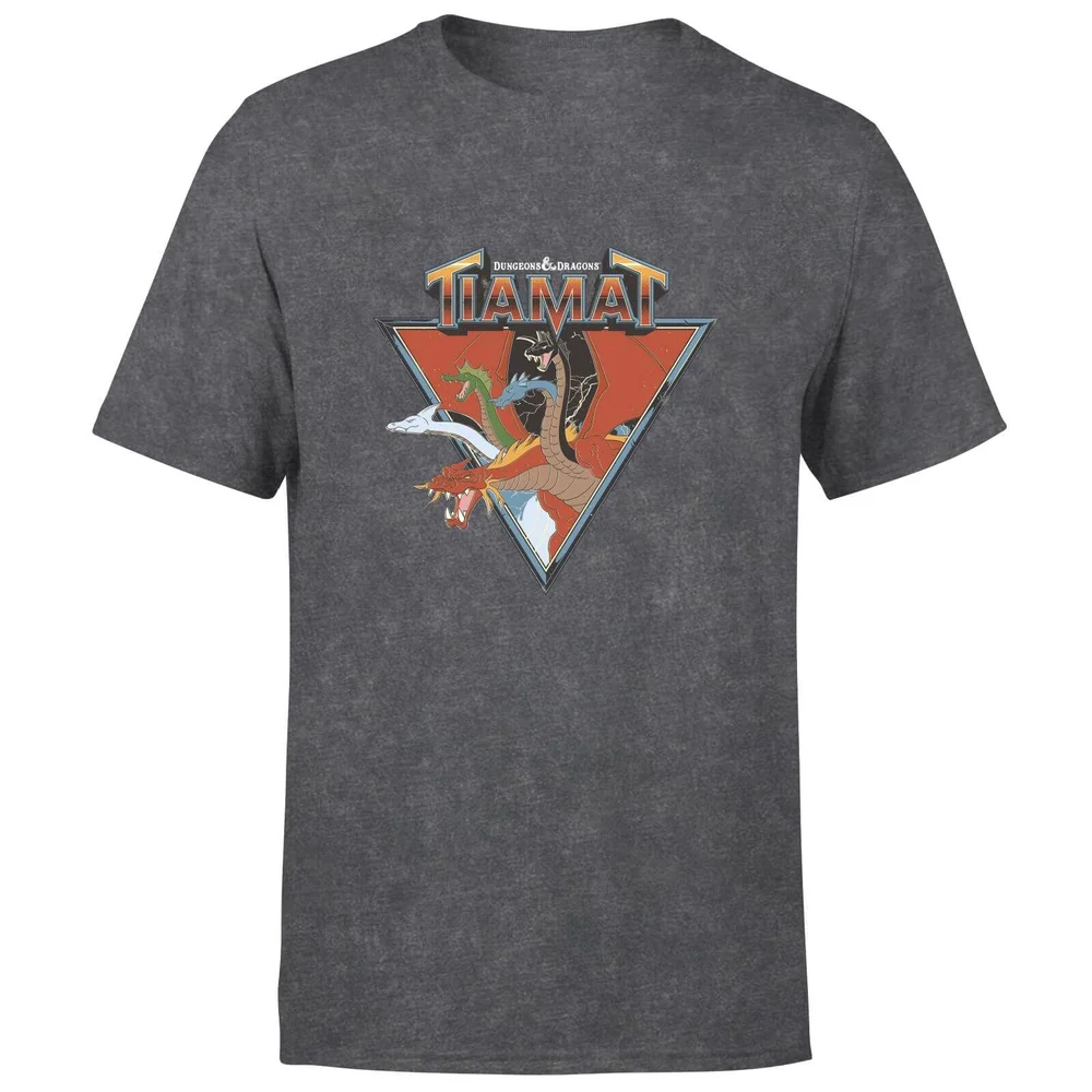 Dungeons & Dragons D&D Cartoon Tiamat Unisex T-Shirt - Zwart Acid Wash - S Afbeelding 1