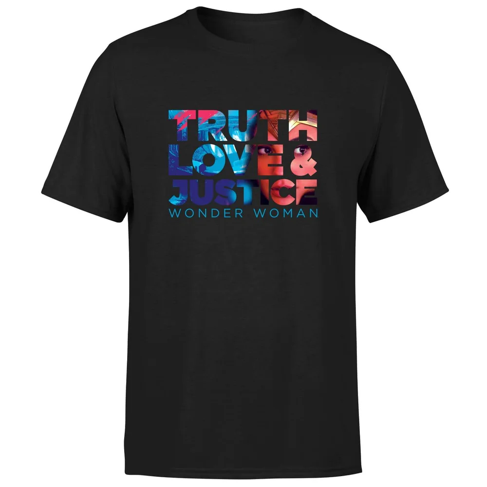 Wonder Woman Truth, Love And Justice Men's T-Shirt - Zwart - S Afbeelding 1
