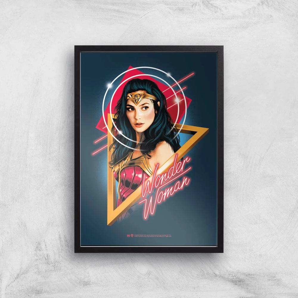 Wonder Woman Welcome To The 80s Giclee Art Print - A4 - Black Frame Afbeelding 1