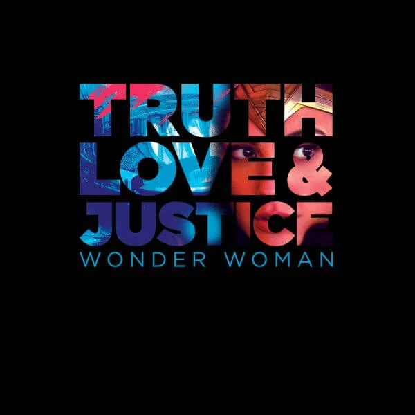 Wonder Woman Truth, Love And Justice Women's T-Shirt - Zwart