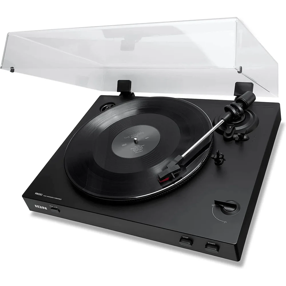 ION Audio Pro80 - Fully Automatic Turntable/Vinyl Record Player with 2 Playback Speeds, Quiet Belt-Drive System, Dustcover & Coaxial Audio Output Afbeelding 1