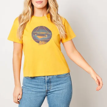Back to the Future Kanji Triangle Cropped T-Shirt - Mosterd Geel