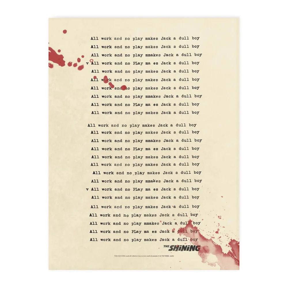 The Shining All Work And No Play Snijplank Afbeelding 1