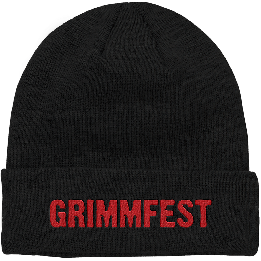 Grimmfest Font Logo Embroidered Beanie Afbeelding 1